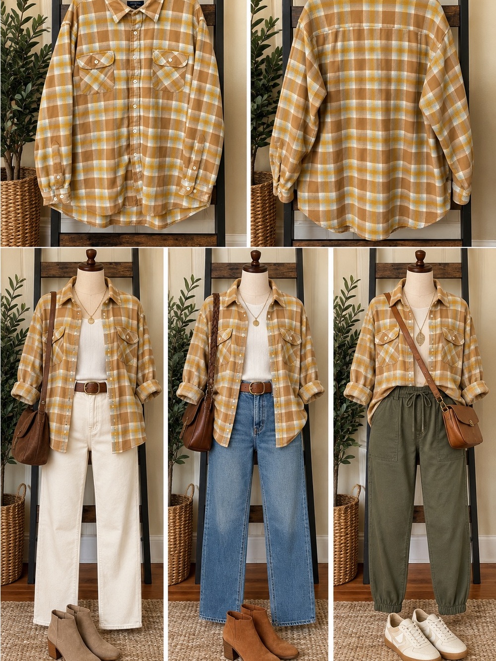 Pendleton Mustard & Cream Plaid Button-Down Shirt